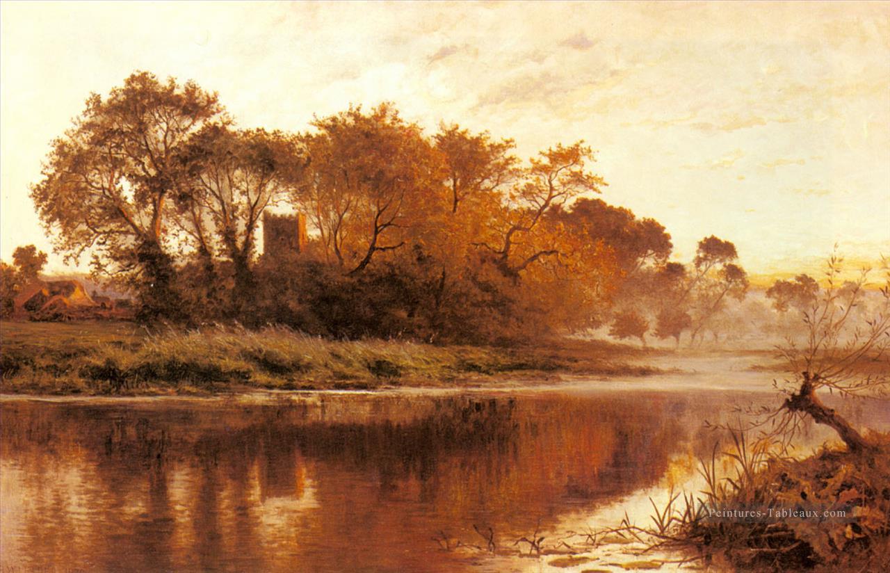 Le dernier glaive Wargrave On Thames paysage Benjamin Williams Leader rivière Peintures à l'huile